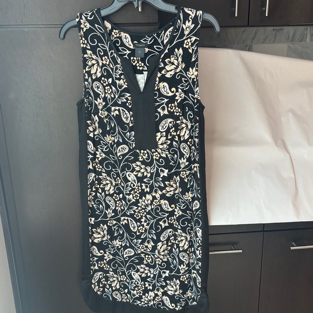 Ann Taylor Black and Cream Floral Dress